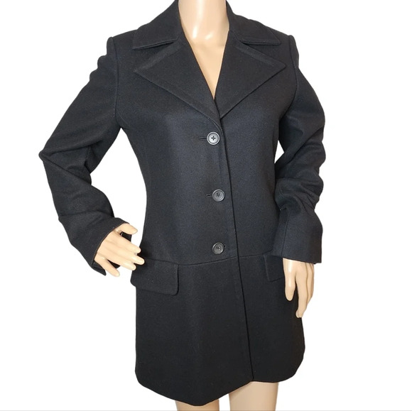 Banana Republic wool black long pea coat - Picture 7 of 17